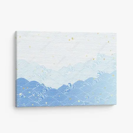 Leinwandbild ruhige blaue wellen mit goldakzenten – Wallnifity®