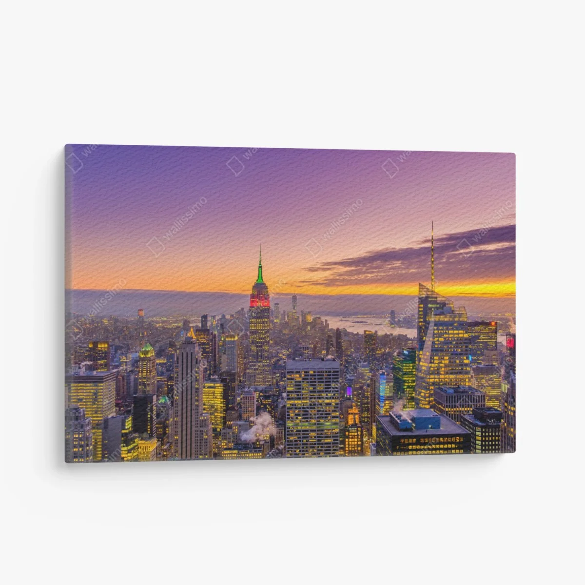 Leinwandbild lebendige New York skyline bei sonnenuntergang – Wallnifity® Leinwandbild lebendige New York skyline bei sonnenuntergang – Wallnifity®