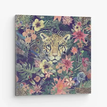 Leinwandbild vintage aquarell leopard im tropischen dschungel – Wallnifity®