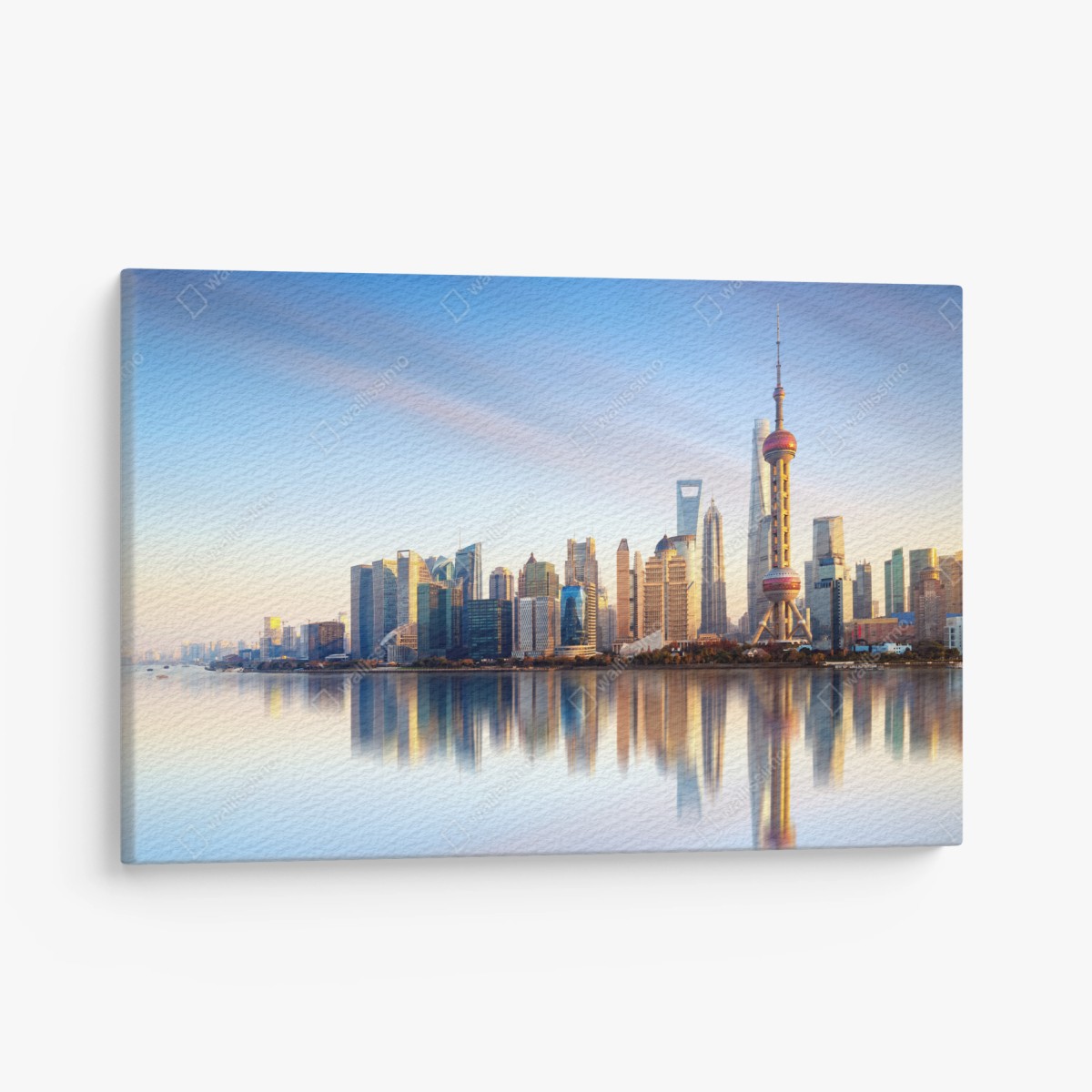 Leinwandbild Shanghai skyline spiegelung bei sonnenaufgang – Wallnifity®