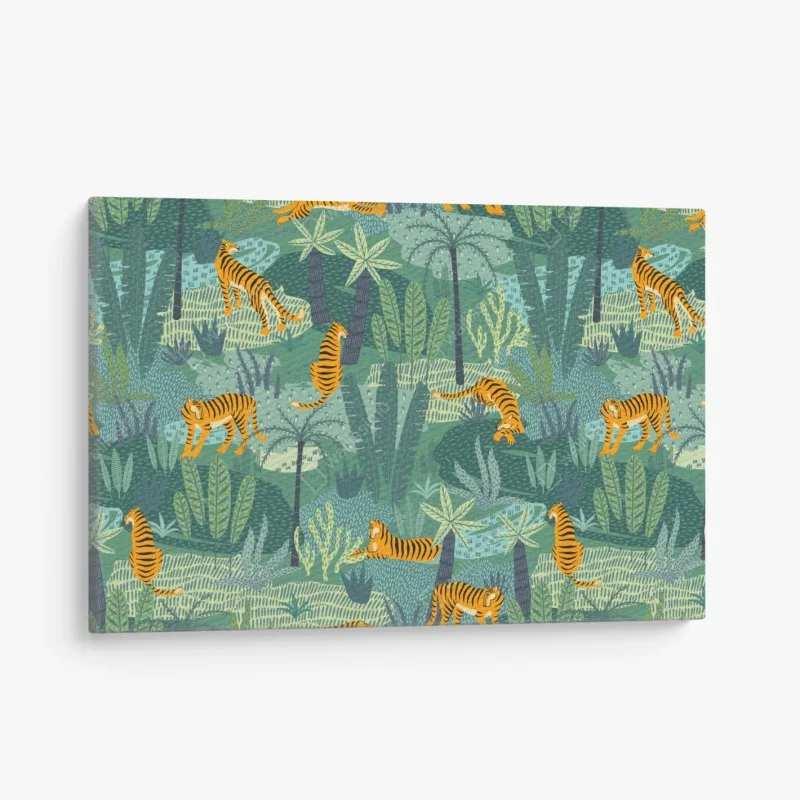 Leinwandbild verspieltes dschungel-tiger-muster – Wallnifity®