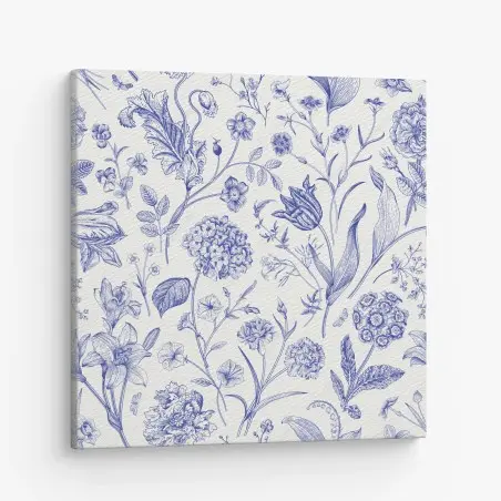 Leinwandbild klassisches blaues toile blumenmuster – Wallnifity®