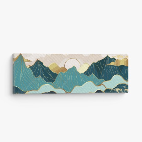 Leinwandbild türkise berge mit goldenen akzenten – Wallnifity®