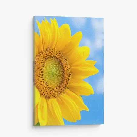 Leinwandbild leuchtende sonnenblume vor blauem himmel – Wallnifity®