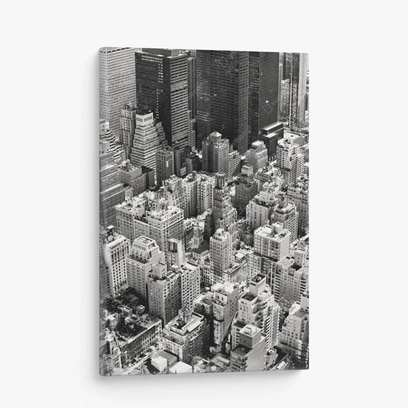 Leinwandbild Manhattan luftaufnahme skyline in monochrom – Wallnifity® Leinwandbild Manhattan luftaufnahme skyline in monochrom – Wallnifity®