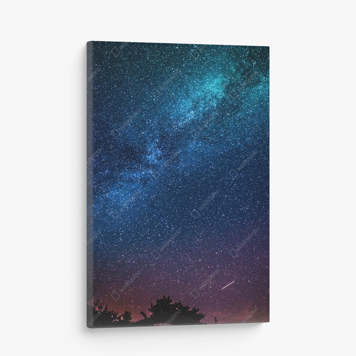 Leinwandbild tiefblauer nachthimmel mit milchstraße und sternschnuppe – Wallnifity®
