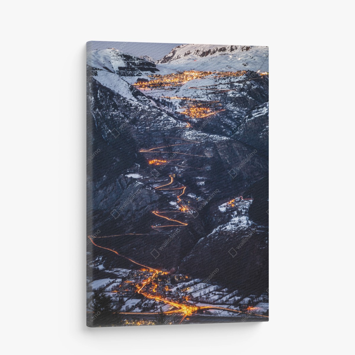 Leinwandbild Alpe d'Huez nächtliche auffahrt auf der serpentinenstraße – Wallnifity®