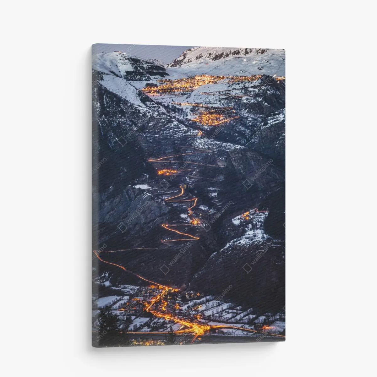 Leinwandbild Alpe d'Huez nächtliche auffahrt auf der serpentinenstraße – Wallnifity®