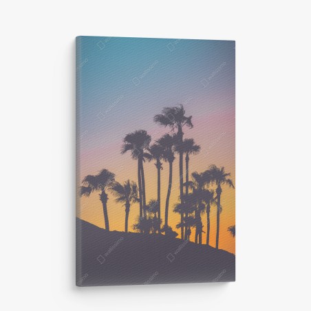 Leinwandbild retro tropische palmen bei sonnenuntergang – Wallnifity®