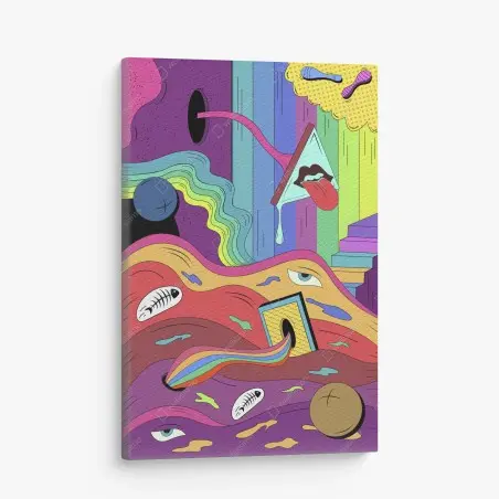 Leinwandbild psychedelische pop-art traumlandschaft – Wallnifity®