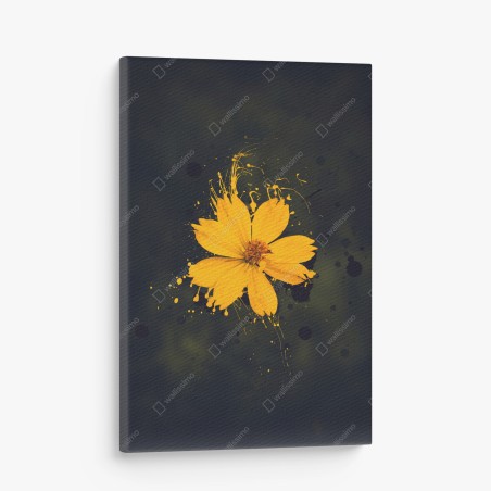 Leinwandbild leuchtende gelbe blüte auf dunklem hintergrund – Wallnifity®