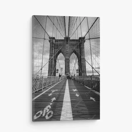 Leinwandbild Brooklyn Bridge perspektive in monochrom – Wallnifity®