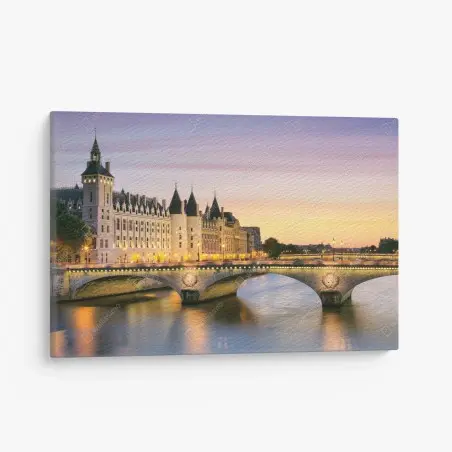 Leinwandbild Paris sonnenuntergang über der historischen brücke – Wallnifity®