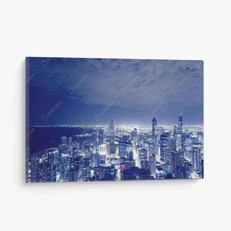 Leinwandbild Chicago nächtliche skyline panorama