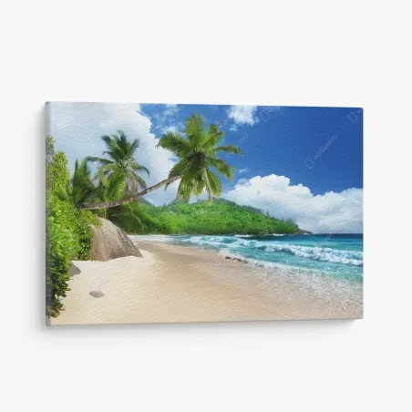 Leinwandbild ruhiger tropischer strand auf Mahe, Seychellen – Wallnifity®