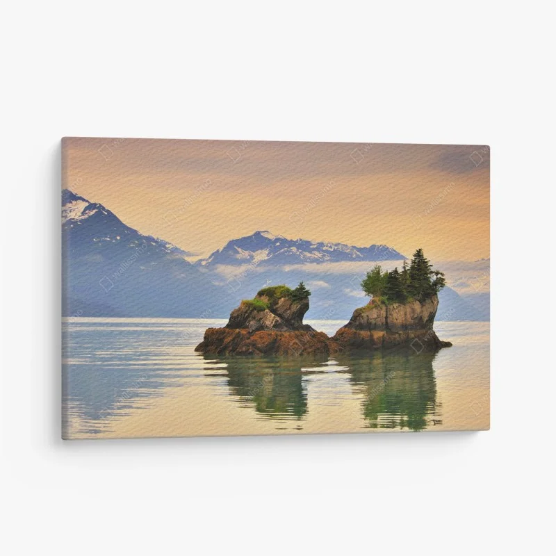 Leinwandbild ruhige inselspiegelungen bei sonnenuntergang