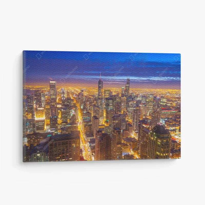 Leinwandbild Chicago nächtliche skyline panorama