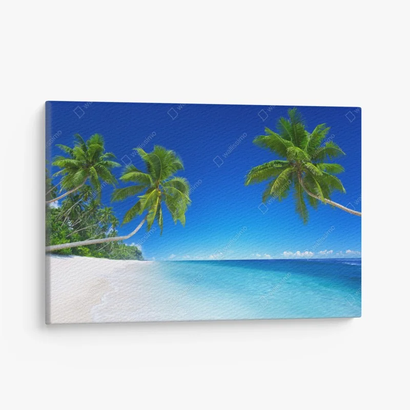 Leinwandbild tropischer strand mit palmen