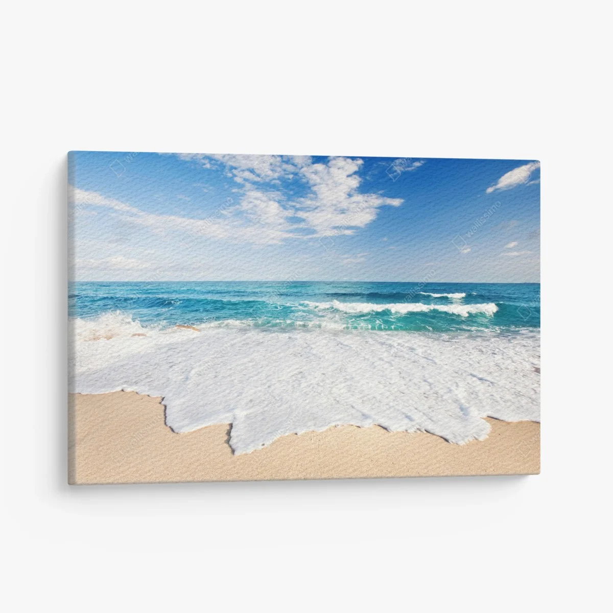 Leinwandbild türkisfarbene wellen am sandstrand – Wallnifity® Leinwandbild türkisfarbene wellen am sandstrand – Wallnifity®