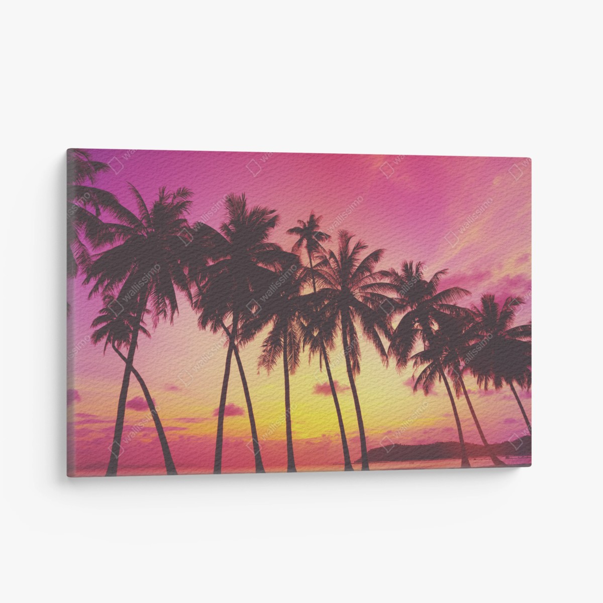 Leinwandbild tropischer sonnenuntergang mit palmen, Thailand – Wallnifity®