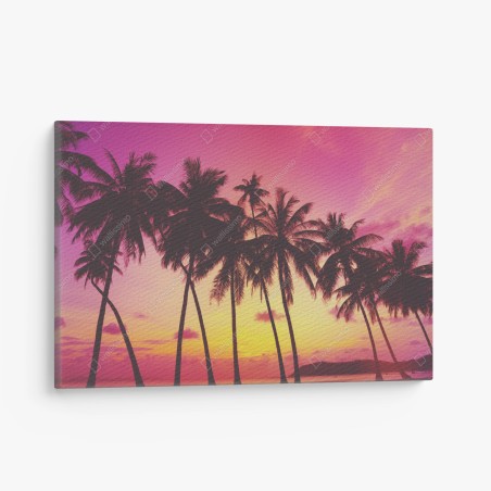 Leinwandbild tropischer sonnenuntergang mit palmen, Thailand – Wallnifity®
