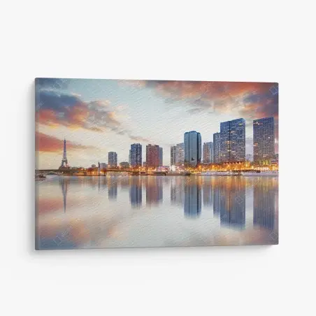 Leinwandbild Paris skyline bei sonnenuntergang mit Eiffelturm – Wallnifity®
