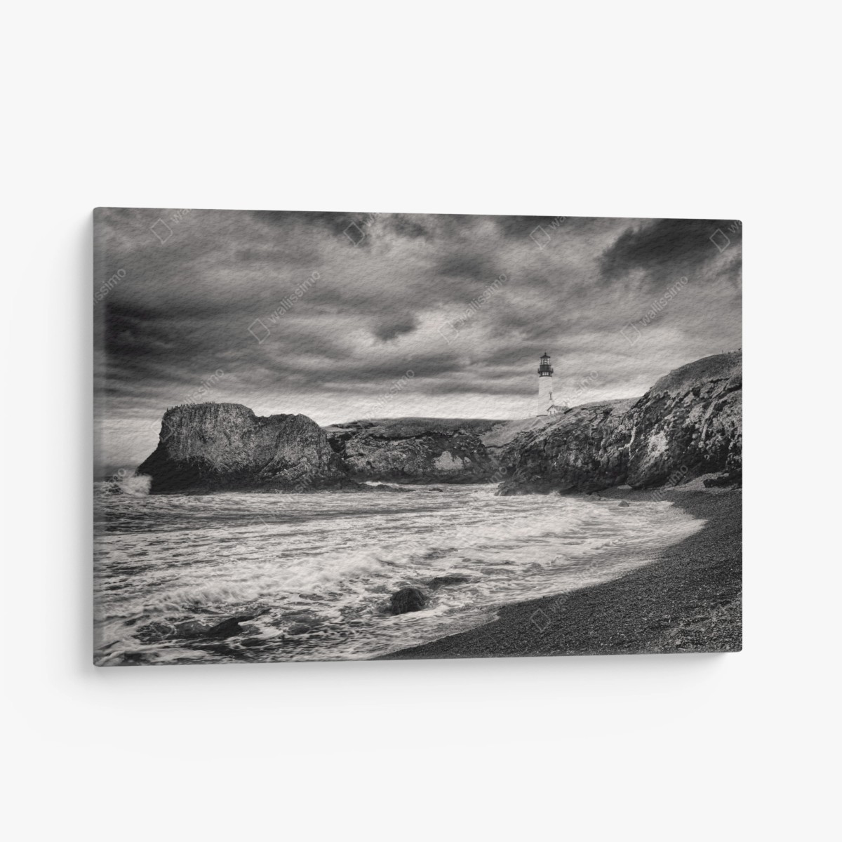 Leinwandbild leuchtturm Yaquina Bay an stürmischer küste – Wallnifity®