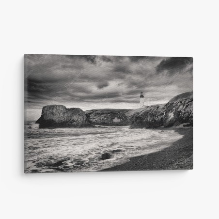Leinwandbild leuchtturm Yaquina Bay an stürmischer küste – Wallnifity®