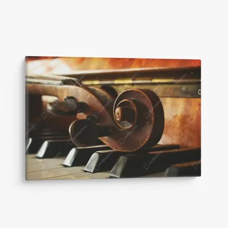 Leinwandbild vintage geigenkopf auf klaviertasten – Wallnifity®