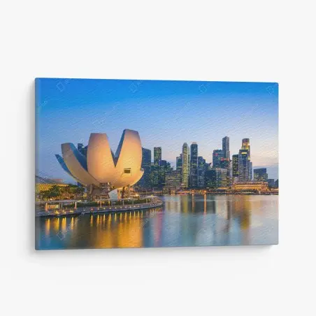 Leinwandbild Singapur skyline bei dämmerung – Wallnifity®