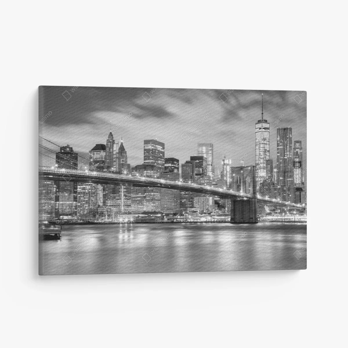 Leinwandbild schwarzweiß skyline von New York mit Brooklyn Bridge – Wallnifity® Leinwandbild schwarzweiß skyline von New York mit Brooklyn Bridge – Wallnifity®