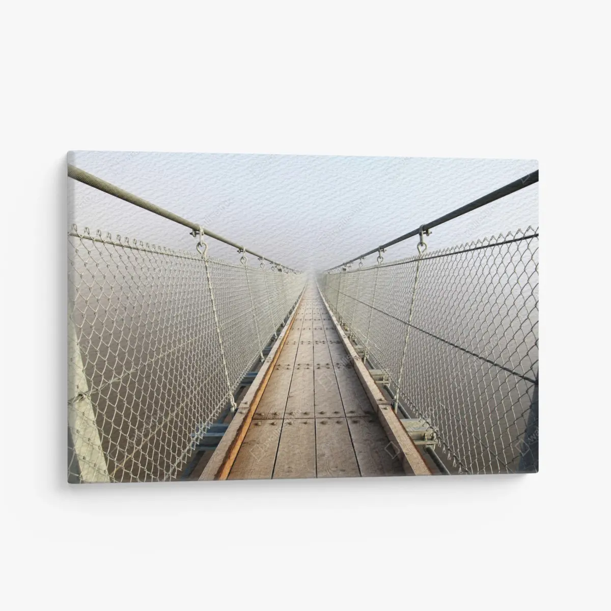 Leinwandbild neblige hängebrücke die in den nebel führt – Wallnifity®