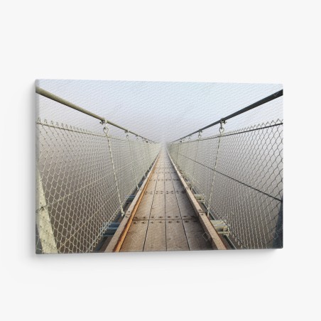 Leinwandbild neblige hängebrücke die in den nebel führt – Wallnifity®