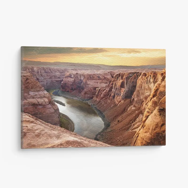 Leinwandbild sonnenbeschienener canyon bei Horseshoe Bend, Colorado River