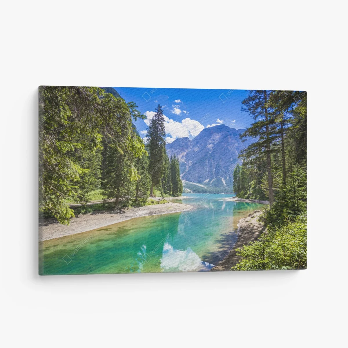 Leinwandbild Pragser Wildsee türkisblauer bergsee – Wallnifity® Leinwandbild Pragser Wildsee türkisblauer bergsee – Wallnifity®