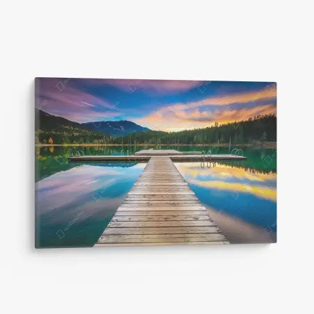 Leinwandbild ruhiger bergsee im sonnenuntergang – Wallnifity®