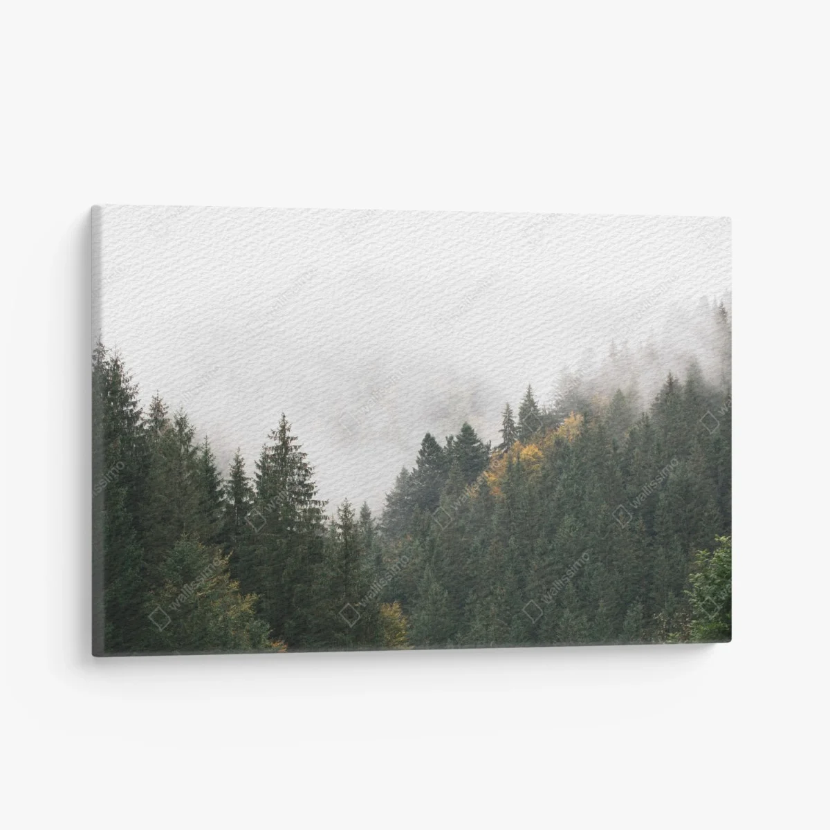 Leinwandbild nebliger bergwald im dunst – Wallnifity® Leinwandbild nebliger bergwald im dunst – Wallnifity®