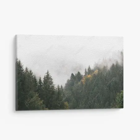 Leinwandbild nebliger bergwald im dunst – Wallnifity®