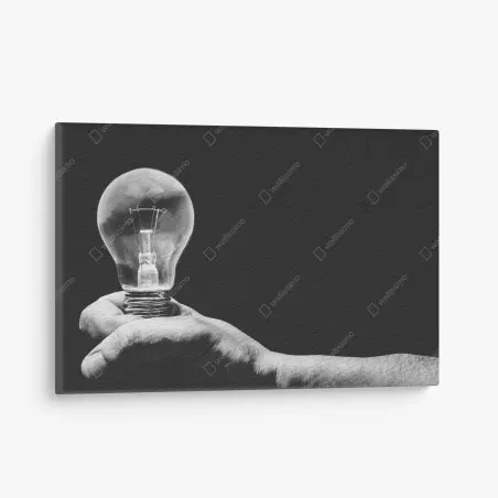 Leinwandbild monochrome hand hält glühbirne – Wallnifity®