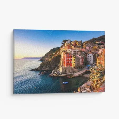 Leinwandbild sonnenuntergang über Riomaggiore, Cinque Terre – Wallnifity®