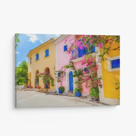 Leinwandbild bunte straße auf Kefalonia – Wallnifity®