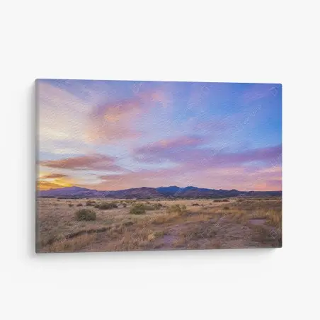 Leinwandbild pastellsonnenuntergang über wüstenbergen – Wallnifity®
