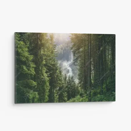 Leinwandbild Krimml wasserfall im üppigen alpinen wald – Wallnifity®