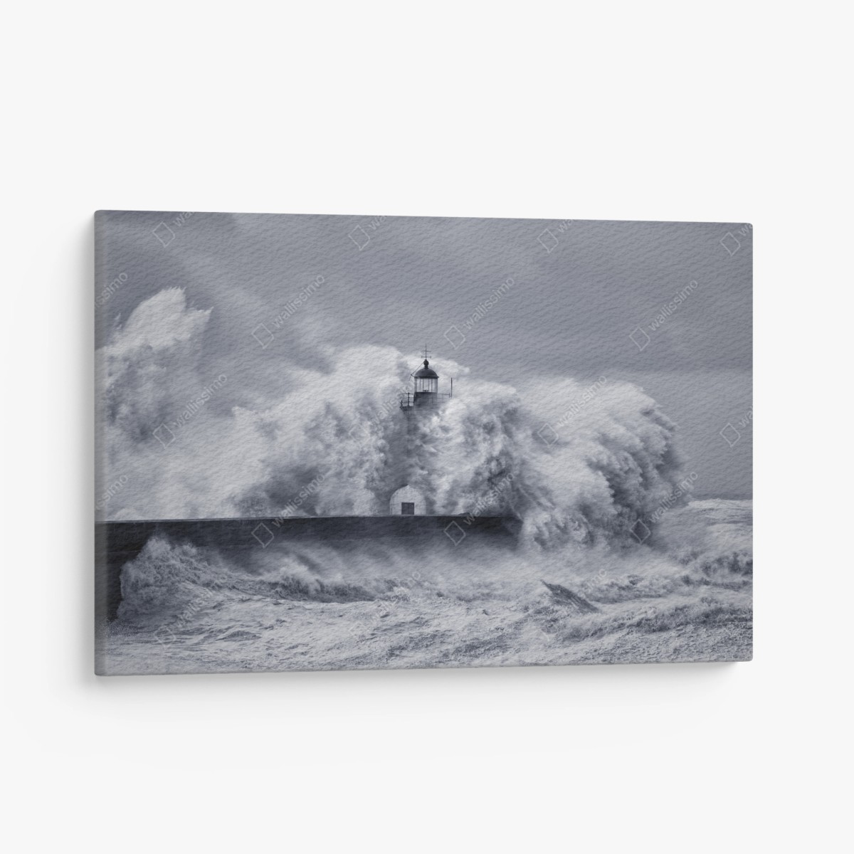 Leinwandbild leuchtturm von mächtigen wellen umgeben – Wallnifity®