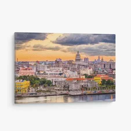 Leinwandbild Havanna skyline bei sonnenuntergang – Wallnifity®