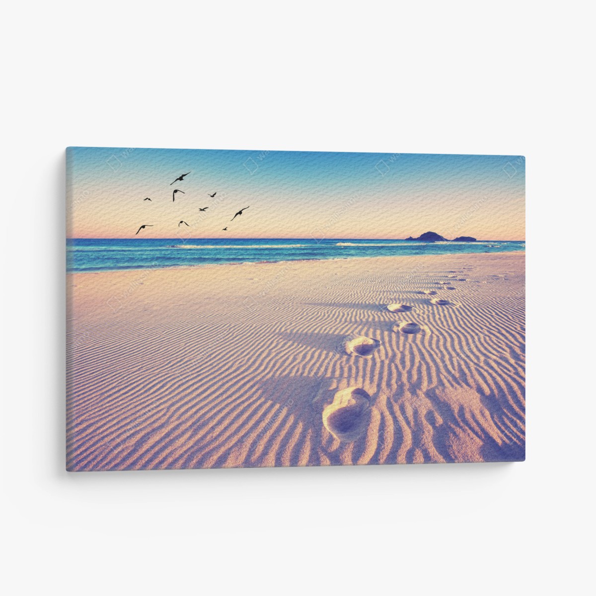 Leinwandbild magische fußspuren am sommerstrand – Wallnifity®