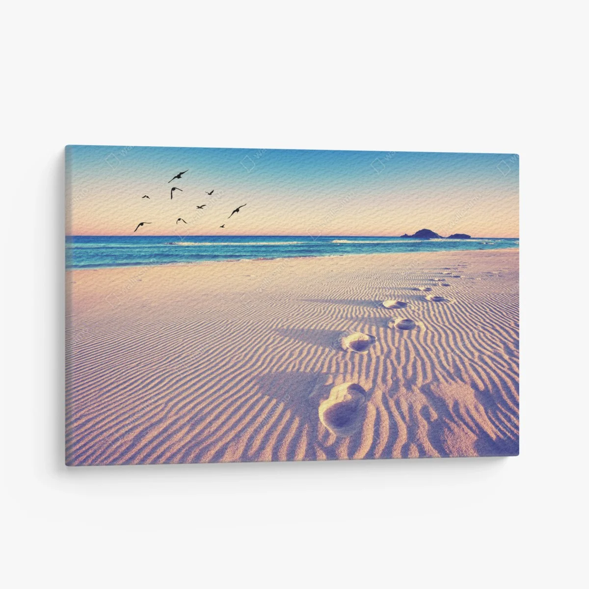 Leinwandbild magische fußspuren am sommerstrand – Wallnifity® Leinwandbild magische fußspuren am sommerstrand – Wallnifity®