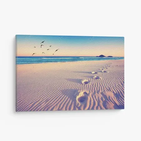 Leinwandbild magische fußspuren am sommerstrand – Wallnifity®