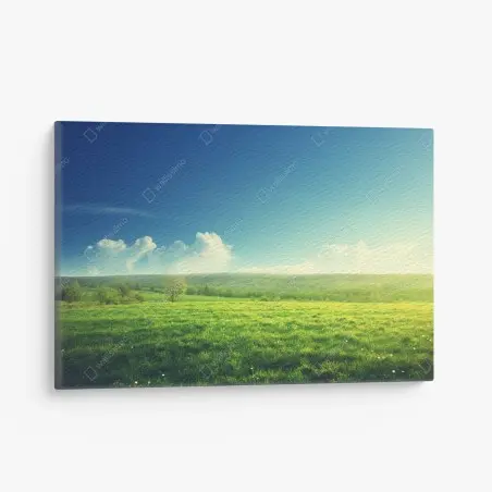Leinwandbild sonnige frühlingswiese im abendlicht – Wallnifity®