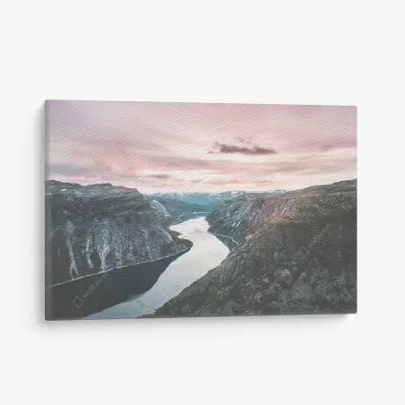 Leinwandbild ruhiger fjord bei sonnenuntergang – Wallnifity®